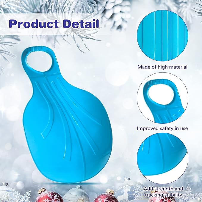 10 Pcs Snow Sled Board for Kids Outdoor Winter Plastic Skiing Boards with Handle Portable Downhill Sleds Snowboard Sleigh for Kids Snow Grass and Sand Boarding, 5 Colors