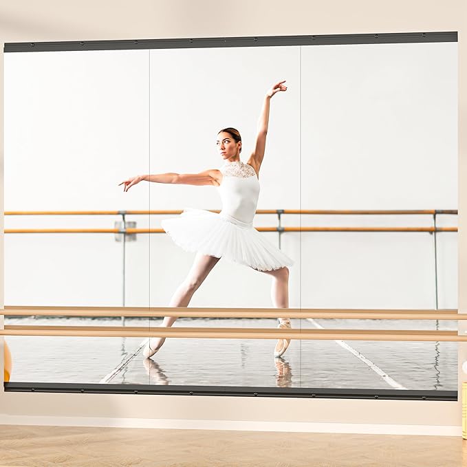 Hasipu 2 Pcs 83''x39'' Home Gym Mirror Large Full Length Wall Mounted Full Body Mirror for Yoga Dance Fitness Exercise Studio Bedroom Garage, Frameless Tempered Glass Workout Mirrors Black Rectangular