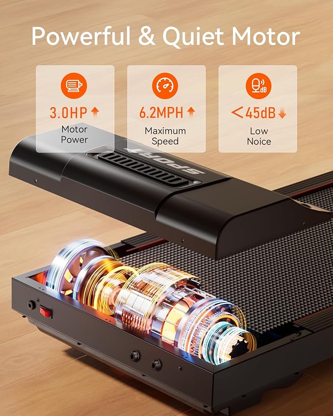 Treadmill for Home, 3.0HP Folding Treadmill with Incline, 300 lbs Capacity, Bluetooth & Heart Rate Sensor, Space-Saving Design