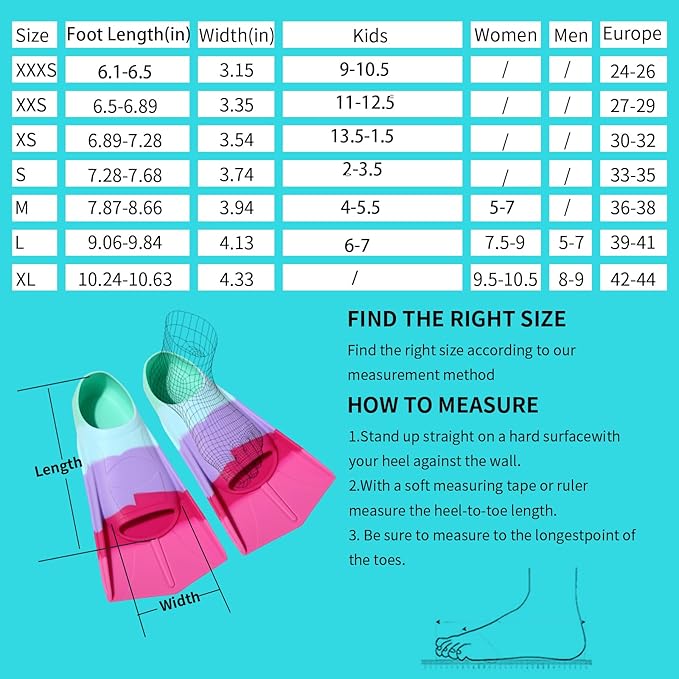 Kids Swim Fins,Short Comfortable Flippers for Lap Swimming and Training for Child,Girls,Boys,Beginners