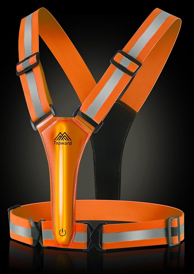 LED Reflective Vest Safety Gear, Light Up Vest for Night Walking Cycling, High Visibility Running Vest with Reflective Strips