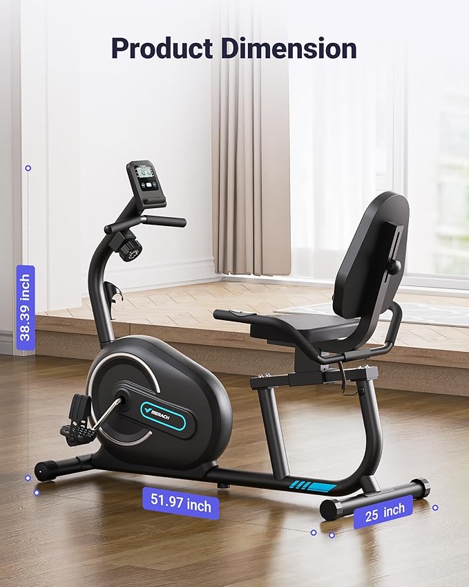 MERACH Recumbent Exercise Bike for Home with Smart Bluetooth and Exclusive App Connectivity, LCD, Heart Rate Handle, Magnetic Recumbent Bikes S08/S23