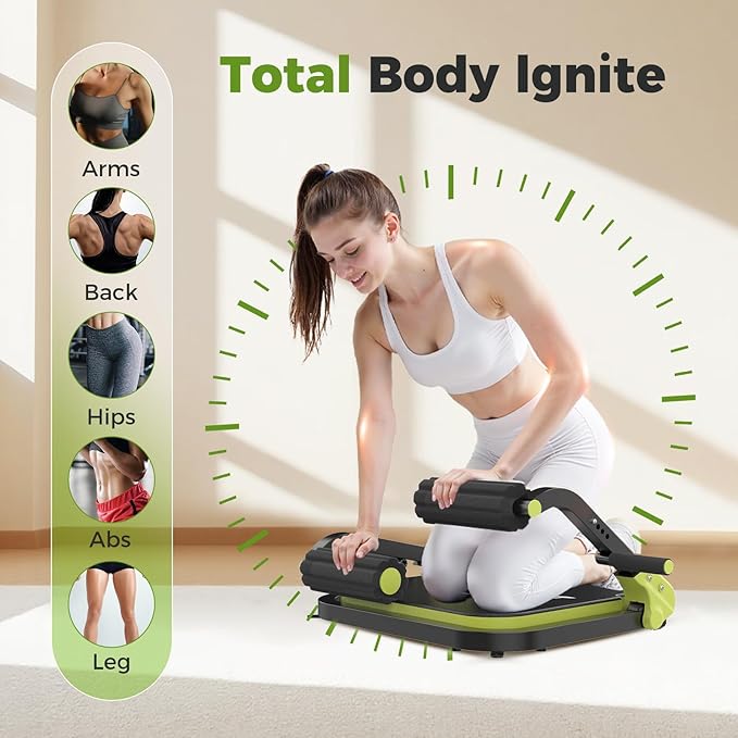 Ab Machine,Sit Up Exercise Equipment& Core Machine, Workout Equipment,Adjustable Ab Trainer with 3 Resistance Levels and Removable Auxiliary Handle,Home Gym Fitness Equipment for All Ages