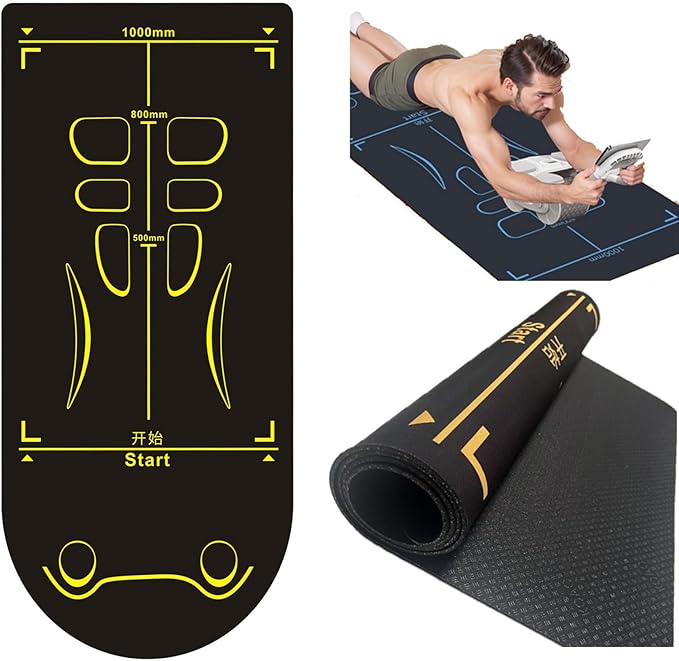 Non-Slip Workout Mat for Ab Roller Wheel, Exercise Mat with Storage Bag, 7mm Extra Thick Exercise Equipment Yoga Floor Mats Home & Gym Sound Insulation Protection Pads