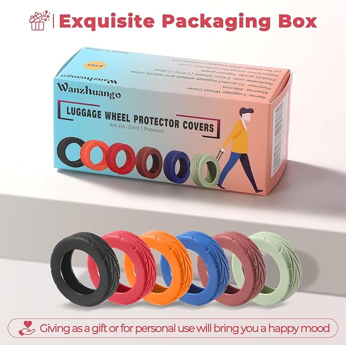 8 Pcs Upgrade Luggage Wheel Covers, Carry On Luggage Suitcases,Wear-Resistant, Anti-Noise, Silicone Wheel Protective Covers for 2-2.4" Spinner Wheel,Essential Travel Accessories (Red)