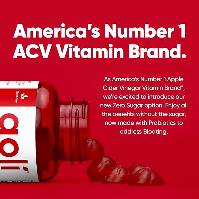 Goli Zero Sugar Apple Cider Vinegar Gummies - Vitamin B12, Probiotics to Address Bloating. No Artificial Sweeteners, No Sugar Alcohols. Vegan, Plant Based, Non-GMO, Gluten-Free & Gelatin Free. (3)