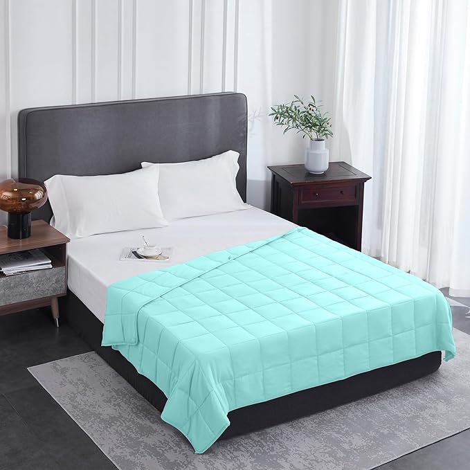L'AGRATY Weighted Blanket - 60"x80" 20lbs Cooling Breathable Heavy Blanket Microfiber Material with Glass Beads for Adult All-Season Summer Fall Winter Soft Thick Comfort