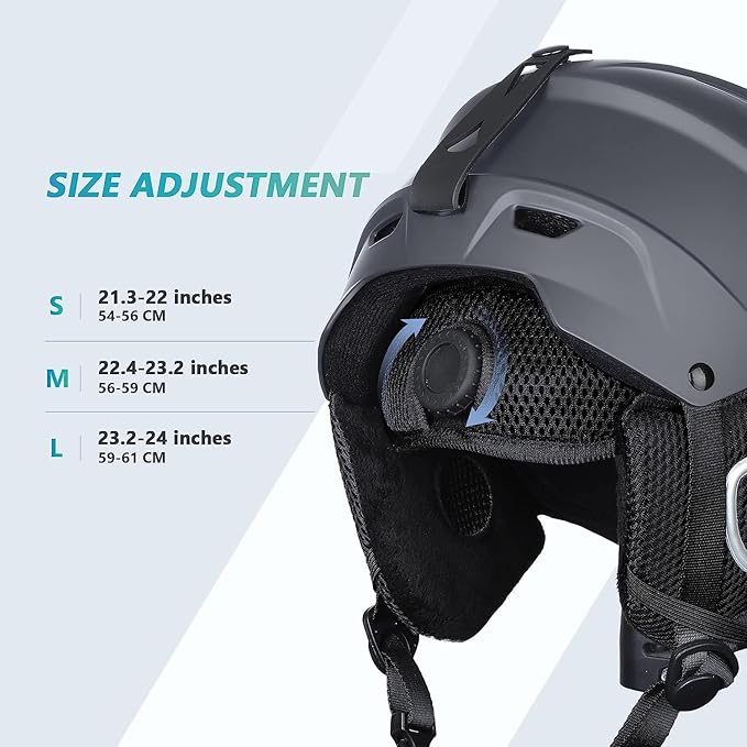 VANRORA Ski Helmet, Snowboard Helmet for Men & Women, Climate Control Venting, Dial Fit, Goggles Compatible, Removable Fleece Liner and Ear Pads, Safety-Certified