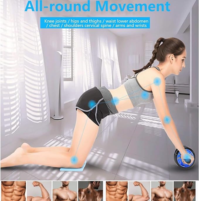 Ab Roller Wheel, Abdominal Wheel for Abdominal Exercise Machine, Arespark Home Gym Equipment for Core Workout, No Noise Ab Roller Exercise Equipment with Knee Mat and Foam Handle