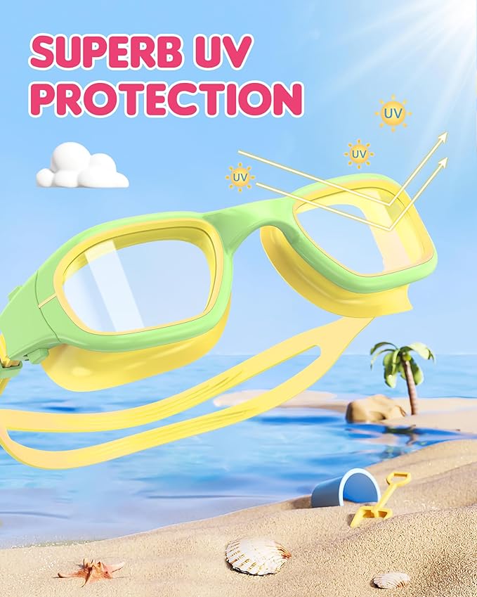 Kids Swim Goggles,Swimming Goggles for Kids 6-14, Anti-Fog UV Protection Pool Glasses for Boys Girls