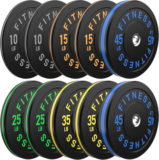 2 Inch Bumper Plates，10-500lbs，Barbell Rubber Olympic Weight Plates Set for Home Gym, Strength Training & Weight Lifting, Multiple Options Colors