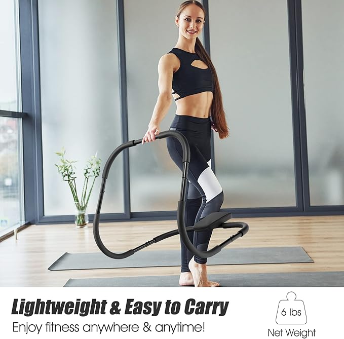 GYMAX Ab Cruncher, Abdominal Trainer Sit up Assistant Roller with Padded Headrest, Fitness Exercise Training Machine for Core Muscle, Home Gym Portable Ab Mat Trainer (Black)