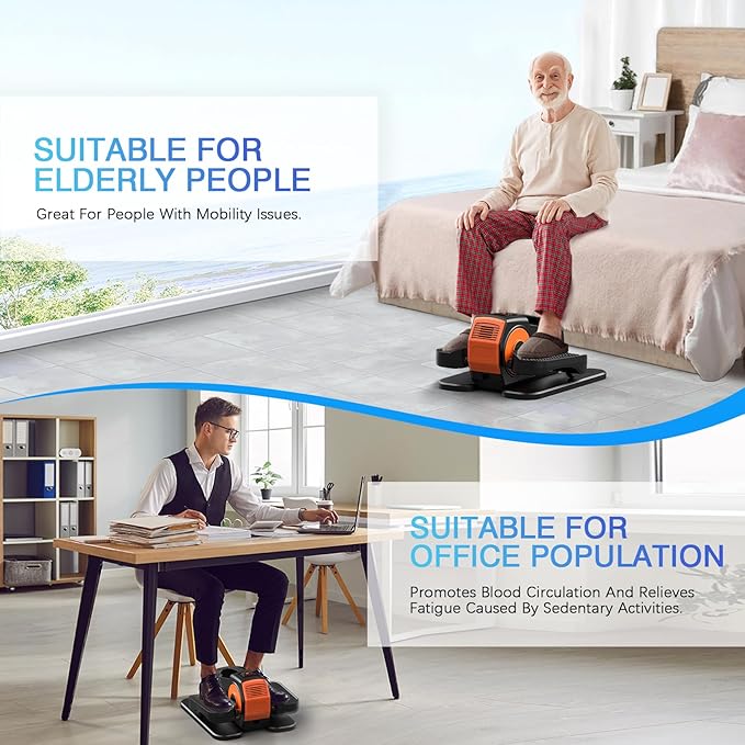 Under Desk Elliptical, Elliptical Leg Exerciser for Seniors, Home Portable Elliptical with Remote Control and 12 Adjustable Speeds, Electric Seated Pedal Exerciser