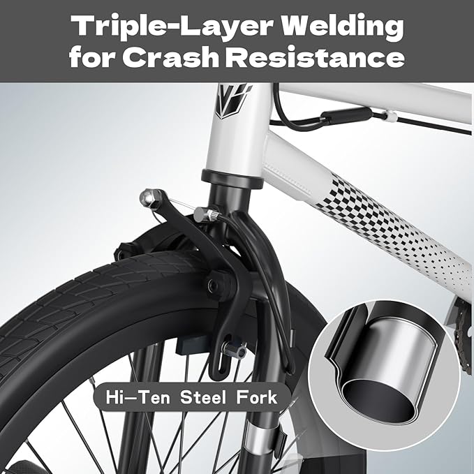 67i Boys BMX Bike 18/20 Inch Ages 8-12 Kids Bicycle with Front Rear U Brake Adjustable Seat Iron Fork 2.09" Wide Tires