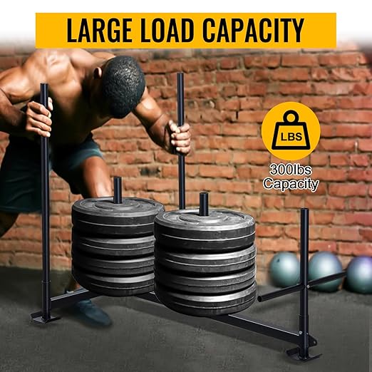 Weighted Training Pull Sled Fit for 1-2 Inch Plates, Sled Workout Equipment, Sport Power Sled for Athletic Exercise and Speed Improvement,300LB