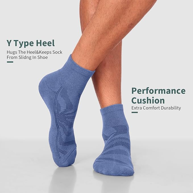 Lapulas 6 Pack Men's Ankle Socks with Cushion, Cotton Quarter Socks for Sport Training Running