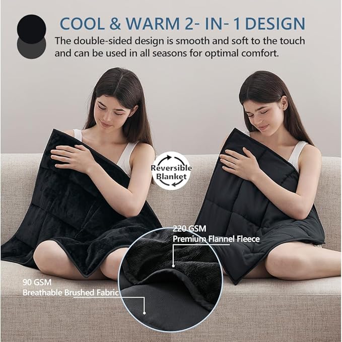 L'AGRATY Weighted Lap Blanket 7lb: Small Weighted Blankets for Adults Portable Travel - Cooling Pad Blanket for Relaxation Sleeping - Cozy Lap Washable All-Season(29" x 24")