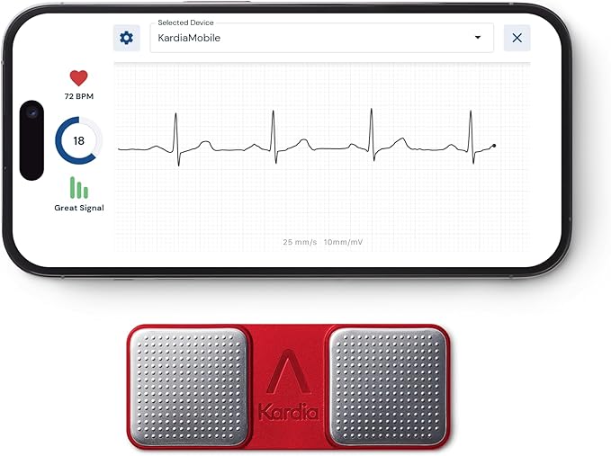 KardiaMobile 1-Lead Personal EKG Monitor – Record at Home – Detects AFib & Irregular Arrhythmias – Easy Results in 30 Seconds – Works w/Most Smartphones