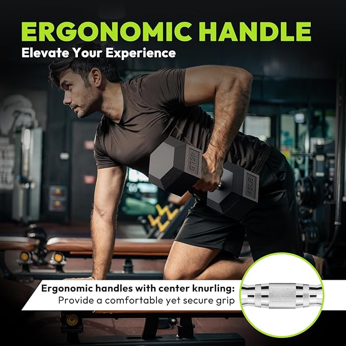 Hex Dumbbell Set, 30-480 lb Set Rubber Encased Exercise & Fitness Dumbbells, Weights Dumbbells Set, Hand Weight for Strength Training