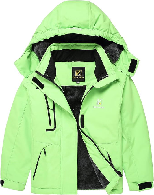 Keevoom Girl's Ski Jacket Winter Warm Thick Snow Coat Windproof Kids Outdoor Hooded Jackets