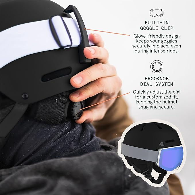 Retrospec Comstock Ski Helmet - Snowboard Helmet for Adults & Youth - Adjustable Fit Snow Helmet with Protective Shell and Breathable Vents for Men, Women, Boys & Girls