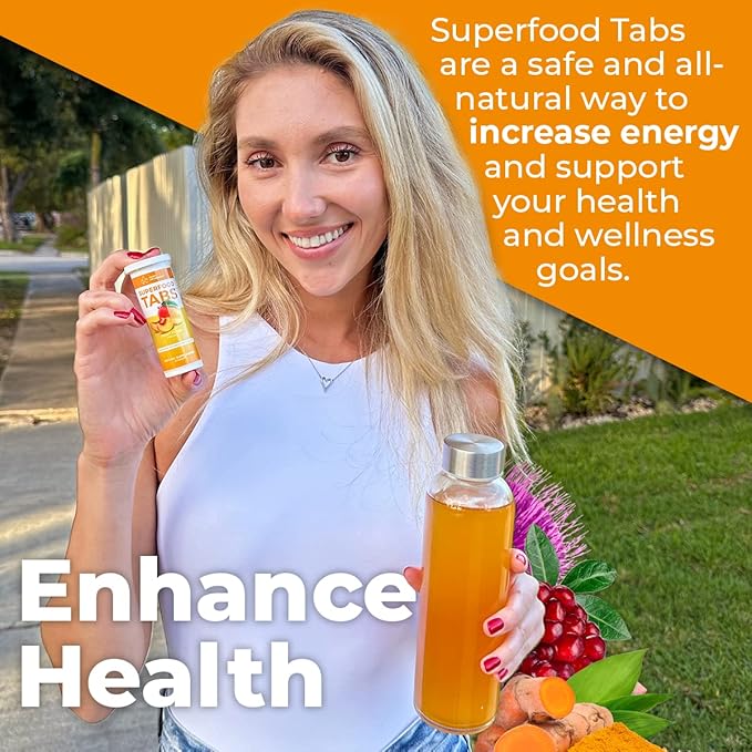 skinnytabs Anti-Bloat Cleanse Drink with 15 Superfoods | Supports Digestion, Energy & Cravings | Vegan, Non-GMO | 30 Effervescent Tabs – Peach Mango Flavor
