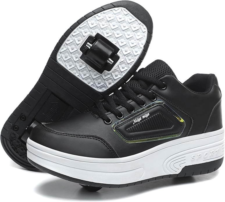 Wooowyet Roller Skate Shoes for Kids Boys Girls Rechargealbe Wheels Sneakers Fashion Roller Wheeled