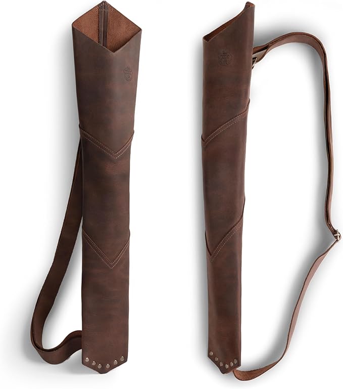Back Arrow Archery Quiver, Vintage Holder for Shooting Practice, Training, Full Grain Leather, Handmade Archer Accessories, Bourbon Brown