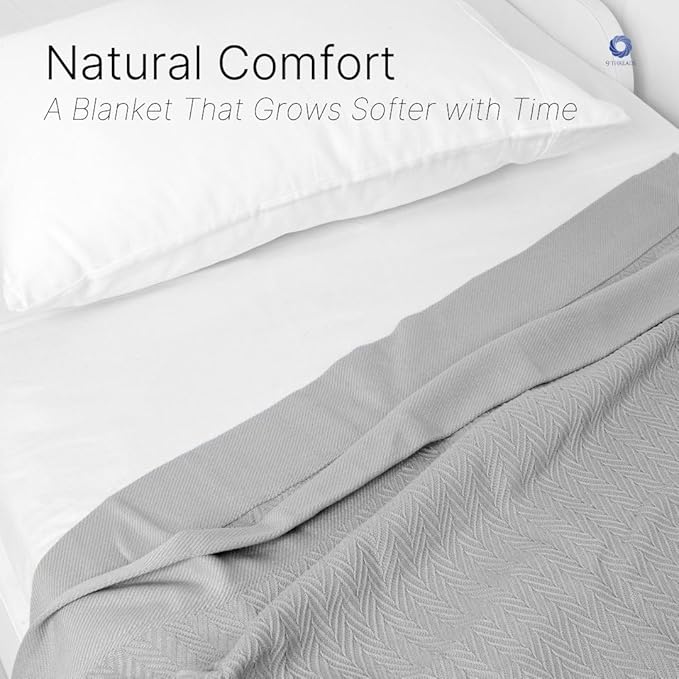 100% Cotton Herringbone Blankets, 108"X90" King, Throw Blanket for Bed All Season Cotton Blanket, Cozy Blanket,Throws & Bed Blanket, Throw Blanket for Couch, Modern Home Decor -Scottish Grey