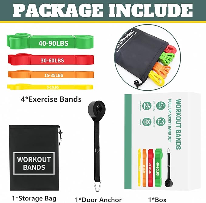 Exercise Bands Resistance Bands for Working Out,Pull Up Bands Set,at Home Workout Equipment,Workout Bands for Men and Women,Stretch Bands for Exercise