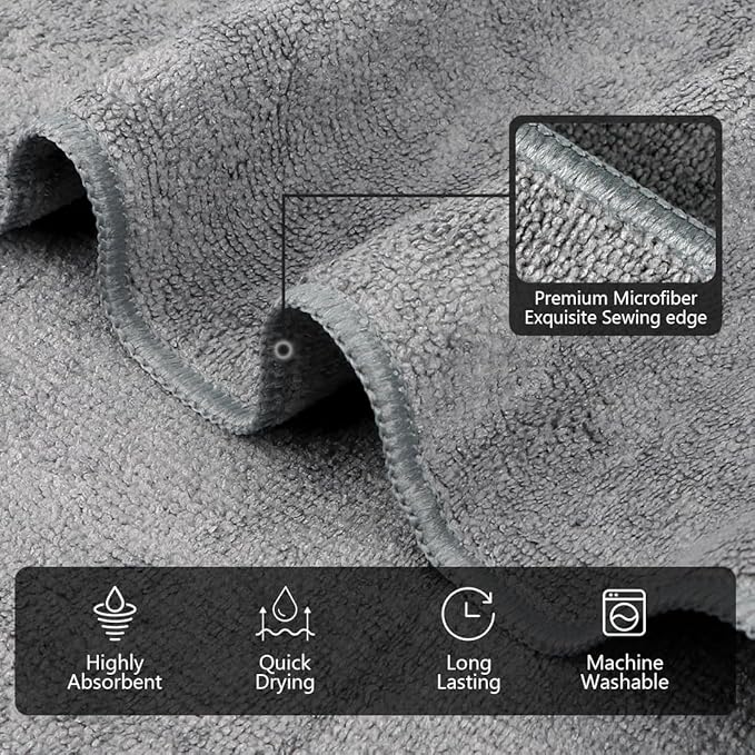 Orighty Gym Towels, Highly Absorbent Sweat Towels, Soft and Quick Drying Gym Towel for Daily Use, Multi-Purpose Towel for Sport, Salon, Spa, Hotel, 16 x 27 Inch, Grey, 3 Pack