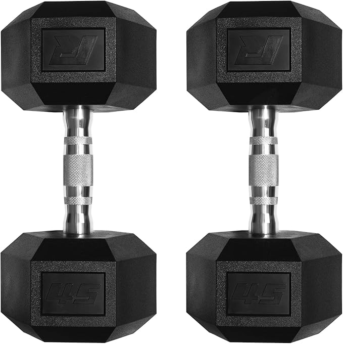 RitFit 5-650 LBS PVC Encased Hex Dumbbell Sets with Optional Rack for Home Gym, Hand weight with Chrome Handle for Strength Training, Workouts