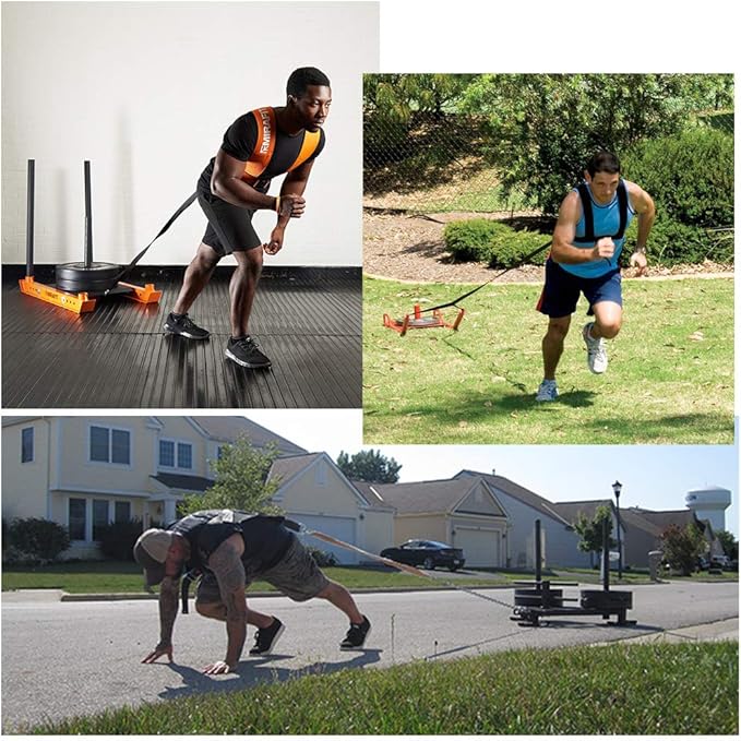 Exercise Resistance Fitness Bands Set Workout Equipment Double Endurance Weight Sled Harness Kits Sled Pulling Strap for Running Sprinting Resistance Speed Agility Training, Black