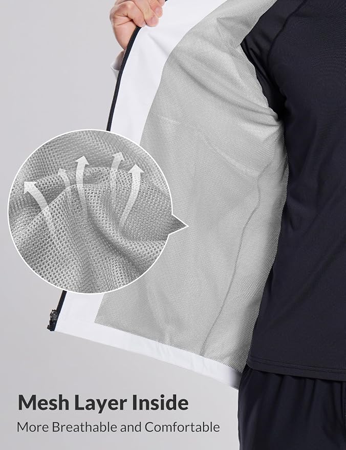 baleaf Men's Rain Jacket Waterproof Breathable Raincoat with Hood for Outdoor Hiking Traveling Cycling Windbreaker