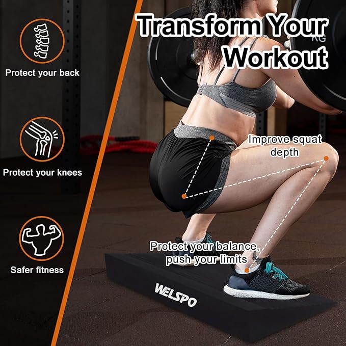 WELSPO Squat Wedge Slant Board, Non-Slip Calf Stretcher for Squats, Slant Board for Plantar Fasciitis Relief, Achilles Tendonitis Relief, Shin Splint Relief and Recovery Training
