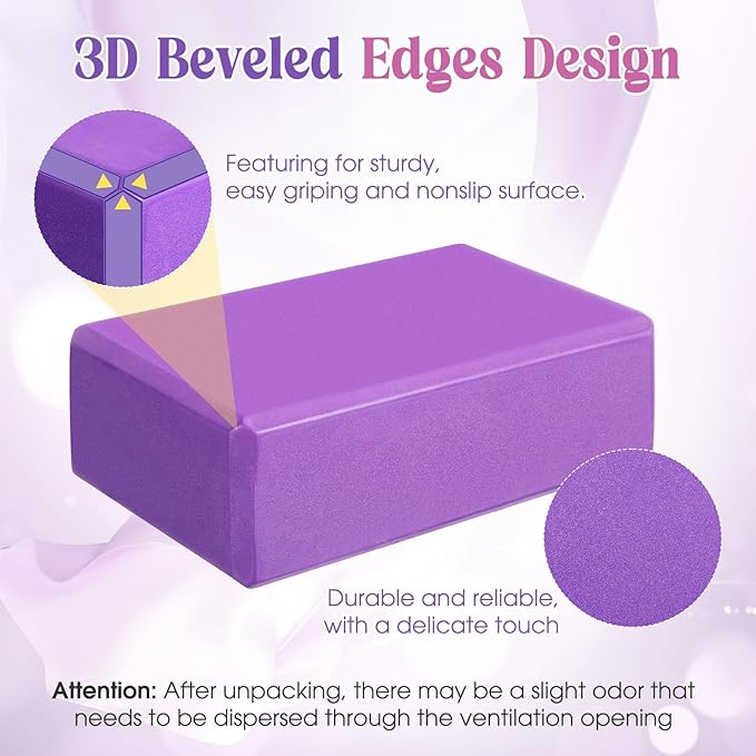 5 Pcs Yoga Blocks Knee Pads Yoga Strap Set Soft Premium Foam Blocks Accessories for Pilates Meditation General Fitness Stability, Kneeling, Balance, Deepen Stretches and Toning