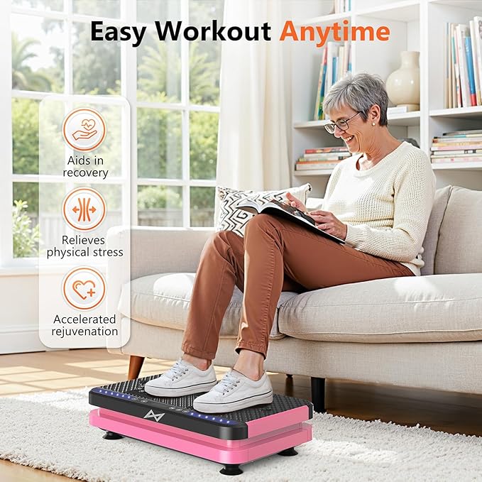 AXV Vibration Plate Fitness Platform Exercise Machine Vibrating Lymphatic Drainage Shaking Full Body Shaker Workout Vibrate Stand Shake Board Sport Gym for Weight Loss Fat Burner for Women Men