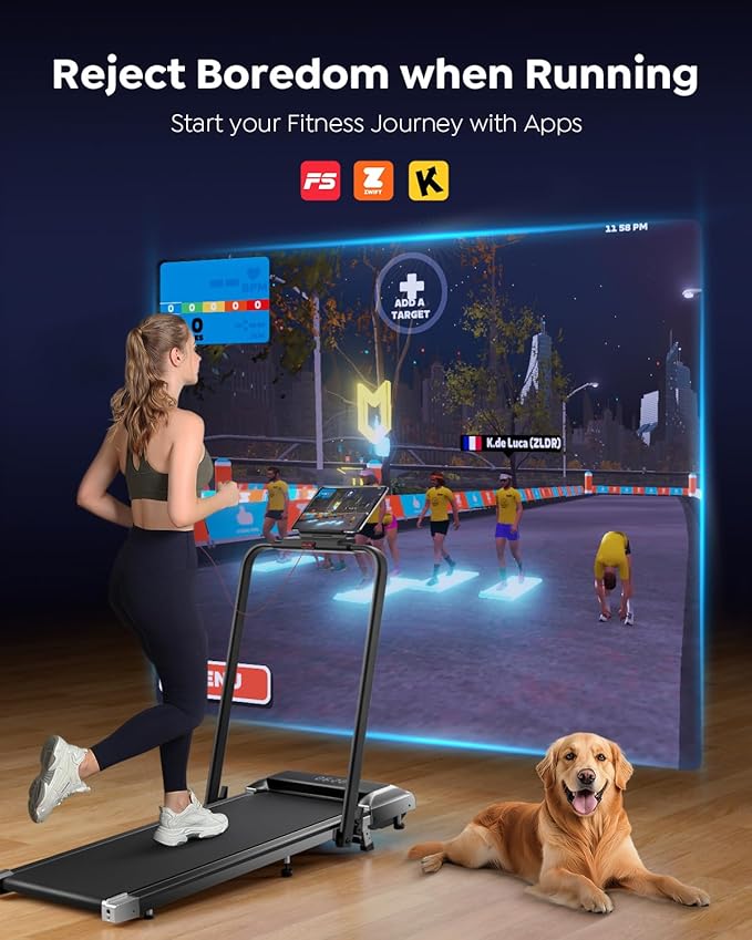 Walking Pad Treadmill with Incline, 2 in 1 Foldable Treadmills for Home Small Office, 300lbs Portable Compact Under Desk Treadmill with App, Remote Control and LED Display