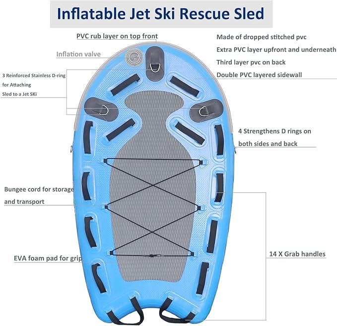SAYOK Large Inflatable Sled Water Floating Mat Jet Ski Sled Board for Professional Emergency Rescue, Big Wave Surfing
