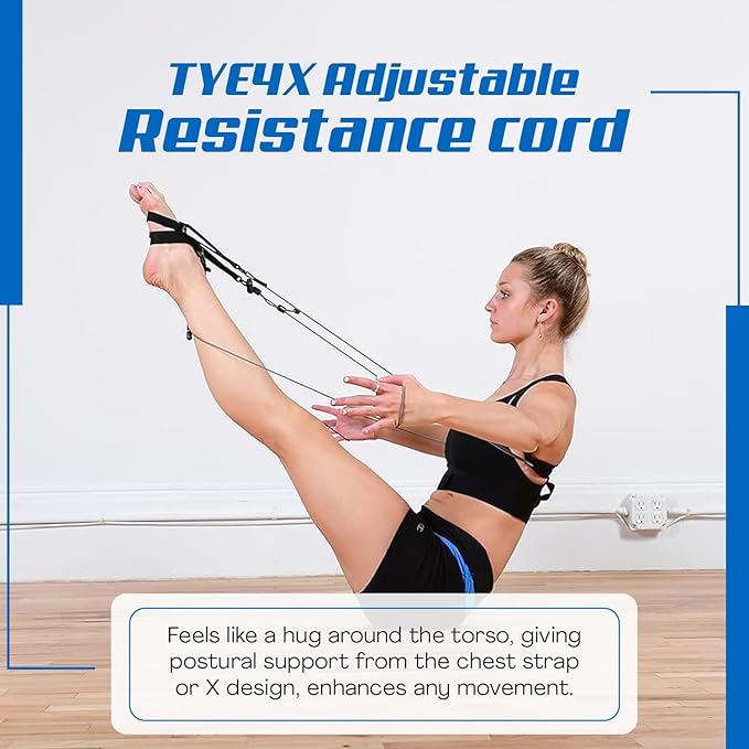 TYE4® and TYE4X™ - Pilates Wearable Resistance/Assistance; Total Body Exercise; Core Strengthening, Portable, Home Gym, Pilates, Yoga, Barre, Posture, Stretching, Balance