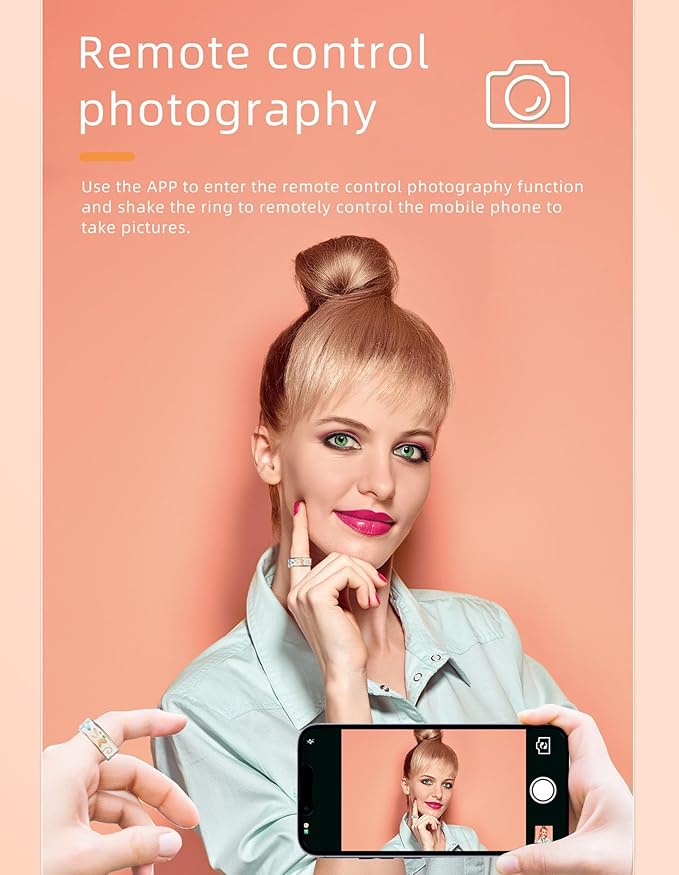 Ladies Smart Ring for Women Health Ring Blood Pressure Heart Rate Monitor Sleep Tracker Fitness Tracker Calories Step Counter Pedometer Gesture Control Waterproof Compatible with iOS Android Phones