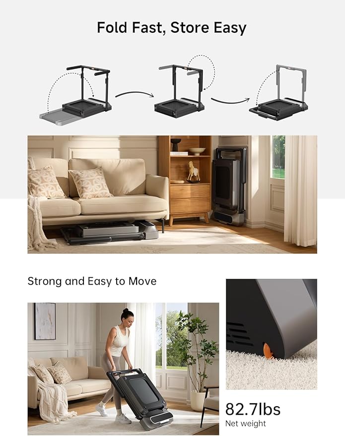 WALKINGPAD R Series Folding Treadmill, 2 in 1 Walking Pad Under Desk Treadmill for Home and Office, Compact Foldable Design with App Control and LED Display, Spacious Belt for Walking or Running