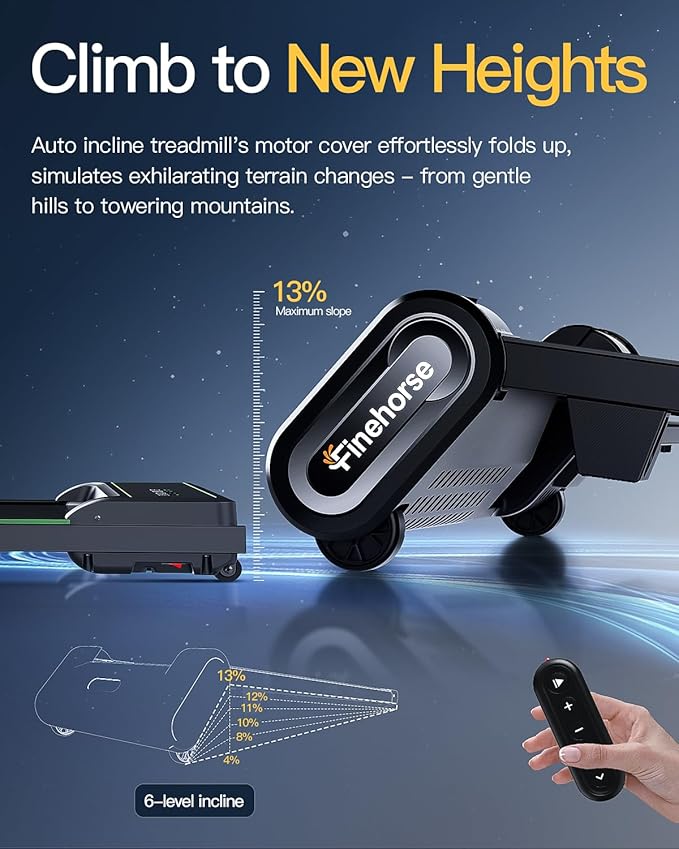 Walking Pad Treadmill with Auto Incline, 6 in 1 Under Desk Treadmill, 6-Level Incline Treadmills, 2.5HP Portable Treadmills for Home with 330LBS Capacity, LED Display, Remote Control