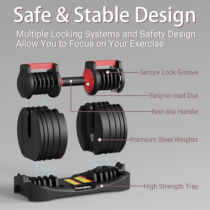 Adjustable Dumbbells 25/52.5 lbs, 9/15 in - Adjustable Weight Dumbbell Set for Full Body Exercise Training Fitness Workout in Home Gym