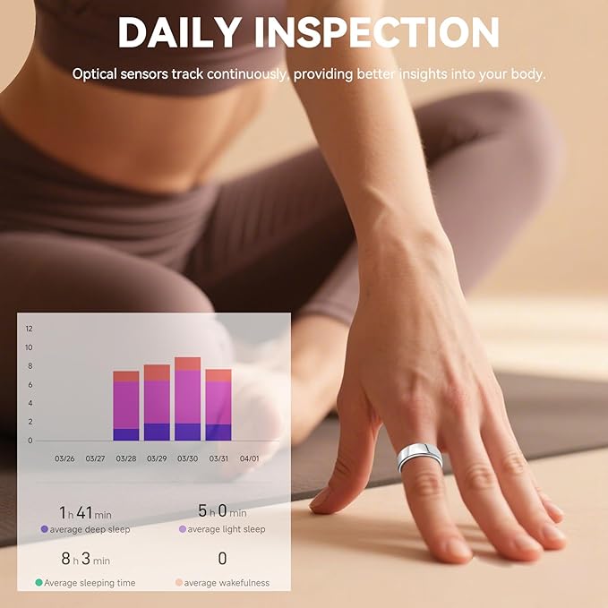 Smart Ring for Men Women with Black Charging Box, Bluetooth, Health Ring , IP68 Waterproof, Fitness Ring Tracks Heart Rate/Sleep/Steps/Sports Activities/Blood Oxygen,non-subscription app (Silver, 9)