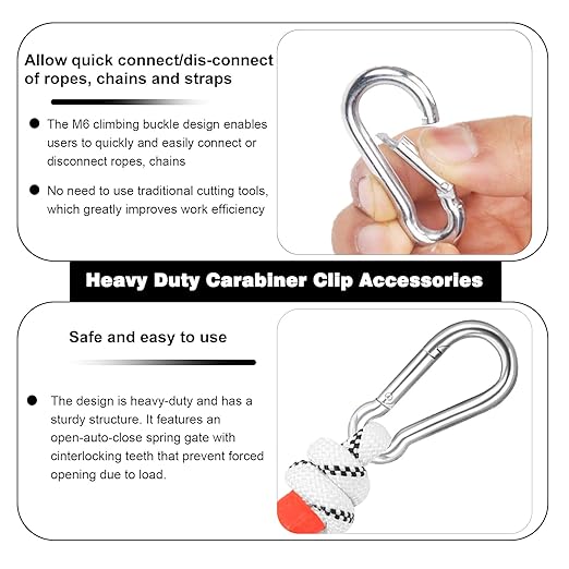40 PCS 2'' Spring Snap Hook Carabiner, M5 3/16 Inch Galvanized Silver Steel Small Carabiner Clip, 220LBS Holding Capacity Quick Link Clip Keychain for Hammock Dog Leash & Camping Gym
