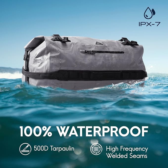 Haimont Large Waterproof Duffel Backpack Roll-Top Heavy Duty Dry Duffle Bag for Boating, Travel, Motorcycle, Kayaking, Camping, 60L
