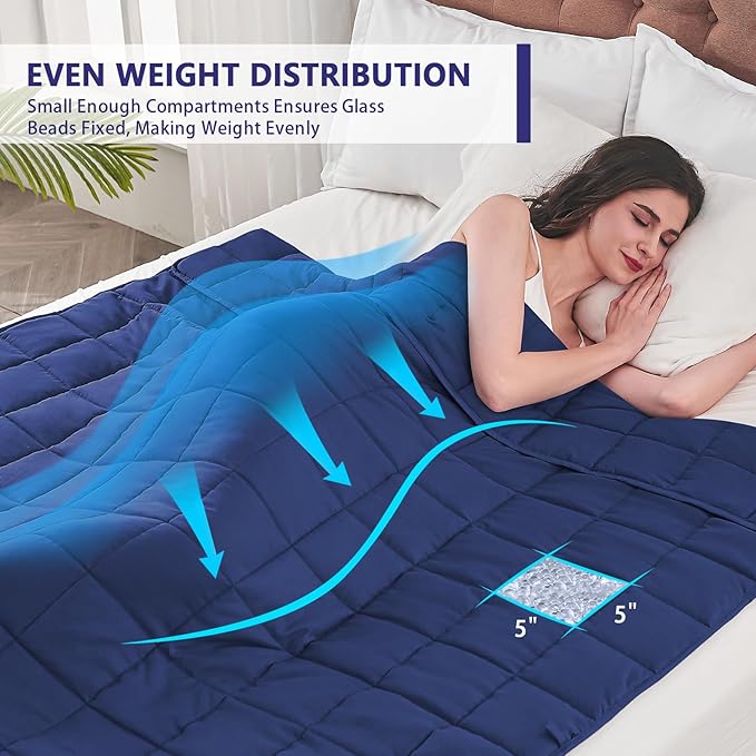 yescool King Size Weighted Blanket for Adults (30 lbs, 80” x 87”, Blue) Cooling Heavy Blanket for Sleeping Perfect for 290-310 lbs, Breathable Blanket for Adults & Couple All Season, Machine Washable