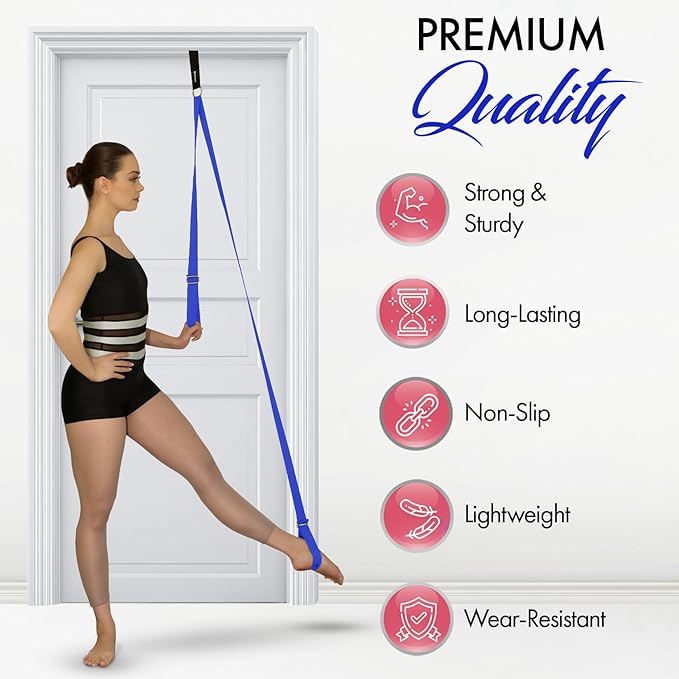 Stretching Strap With Door Anchor - Stretching Equipment to Improve Legs Flexibility - Splits Trainer For Home Ideal In Ballet, Dance, Cheerleading, Taekwondo, Yoga, Pole Dancing & Gymnastics