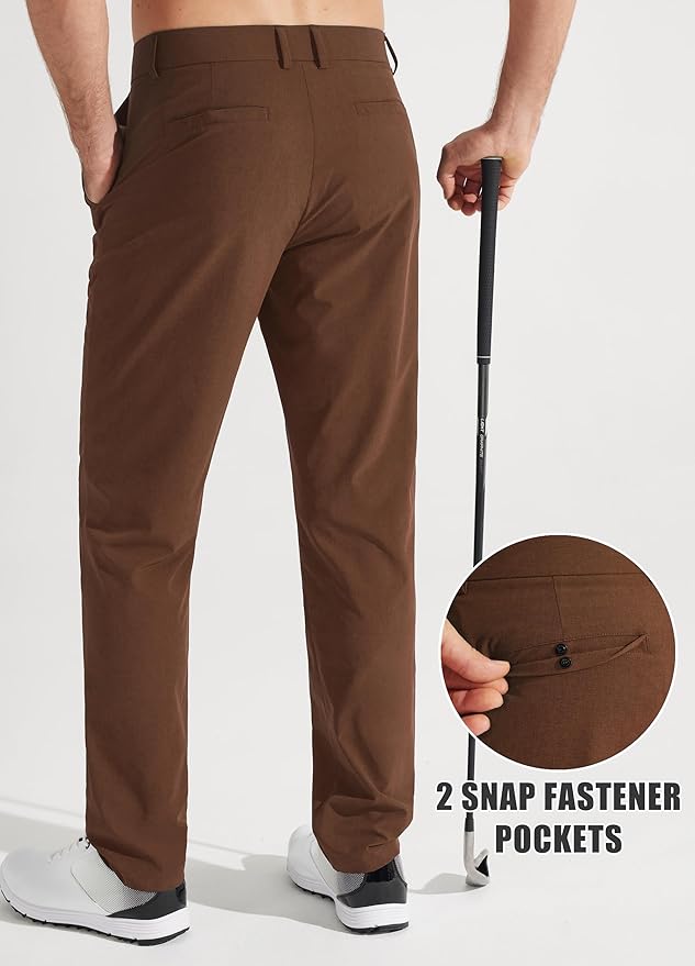 Libin Mens Golf Pants Stretch Work Dress Pants 30"/32"/34" Quick Dry Lightweight Casual Comfy Trousers with Pockets